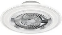 Flaga - Ventilatore e plafoniera LED 60 cm con bordo satinato bianco, telecomando, dimmer, timer, luce notturna ed effetto stelle. 3000-6500K / 5000Lm /40W