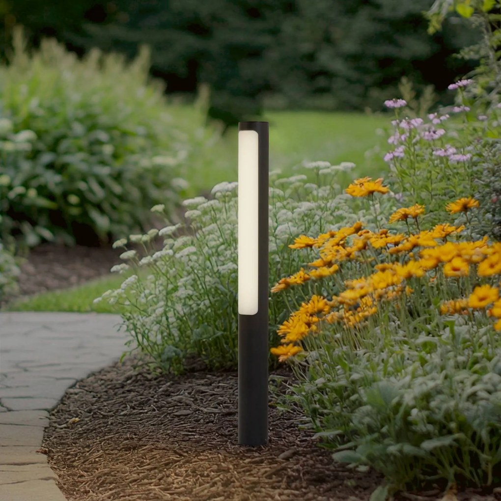 Lampioncino da giardino Tuberia Lucande, Nero, Alluminio, Moderno, Lampada LED da esterni