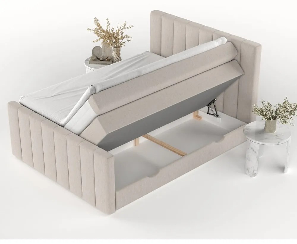 Letto boxspring beige con contenitore 180x200 cm Ruby - Maison de Rêve