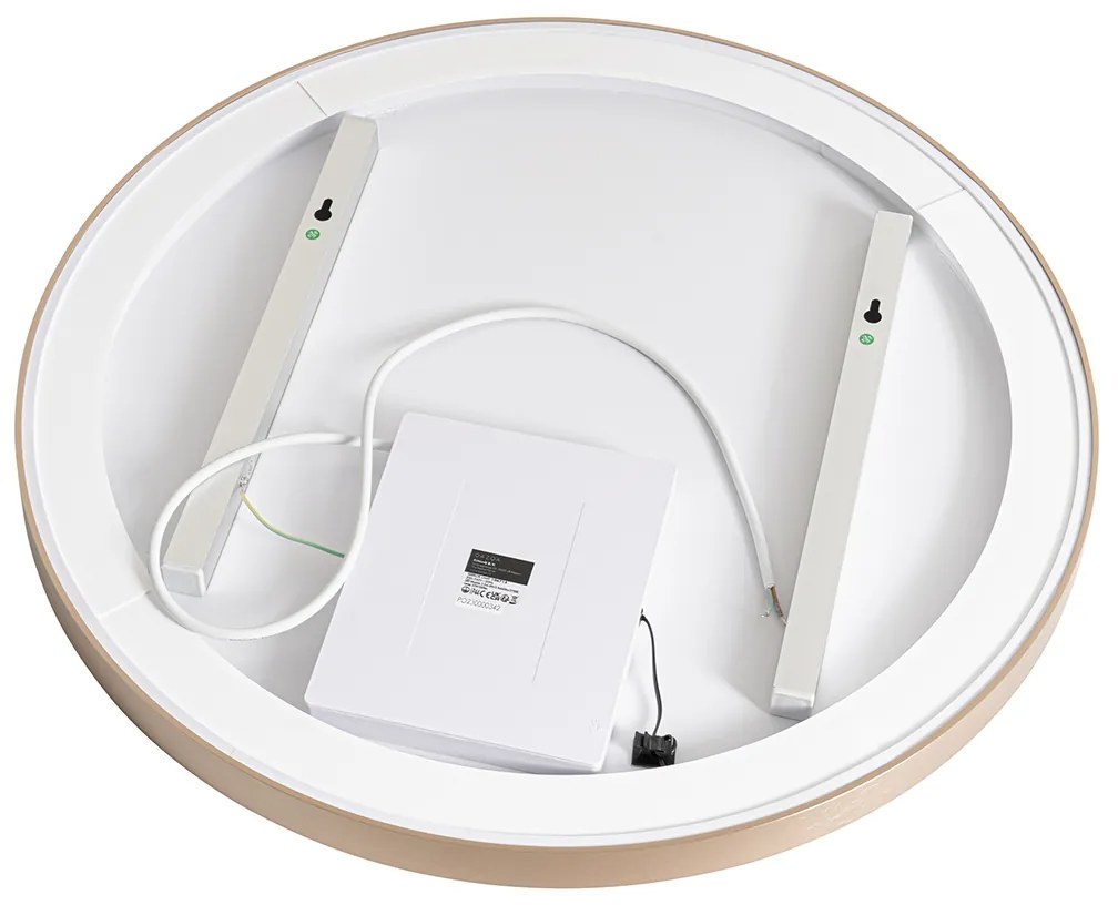 Specchio da bagno oro rosa 70 cm con LED dimmerabile a 3 livelli con touch rotondo - Miral