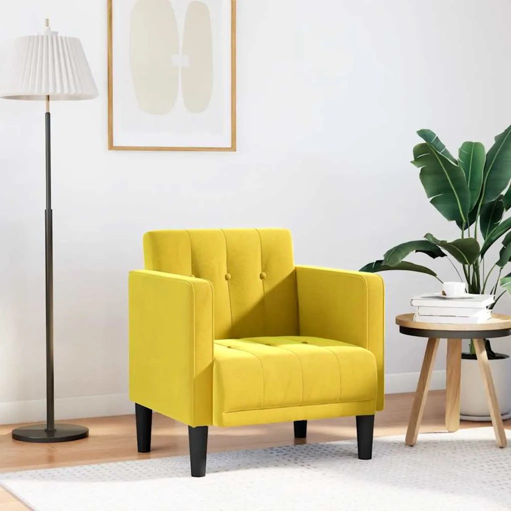 Divano Sedia Con Braccioli Giallo 53 Cm İn Velluto /