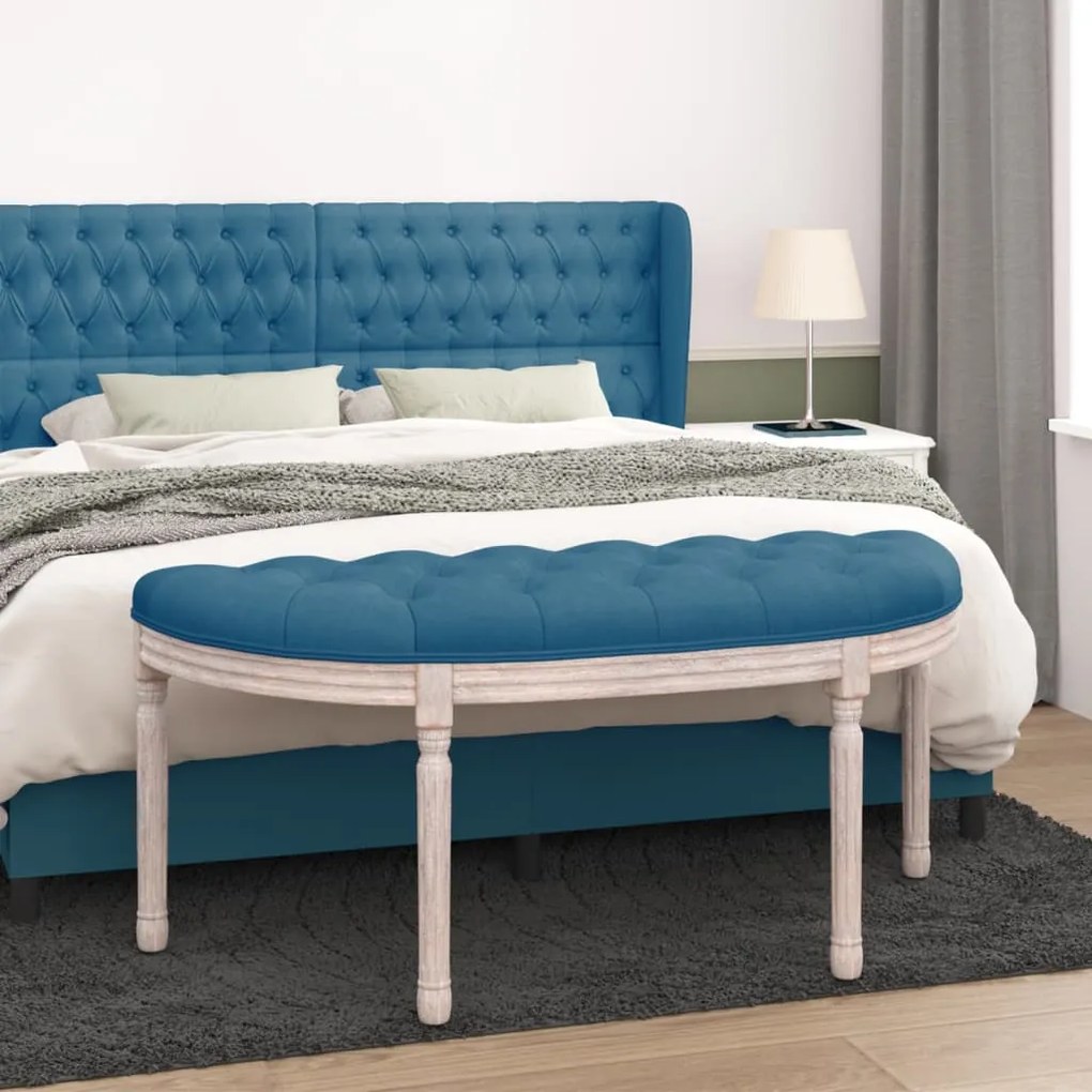 Panca Blu 110,5x45x49 Cm İn Velluto /