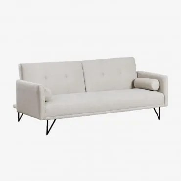 Divano 3 Posti Reclinabile In Tessuto Jehrd Tessuto Beige Crema - Sklum