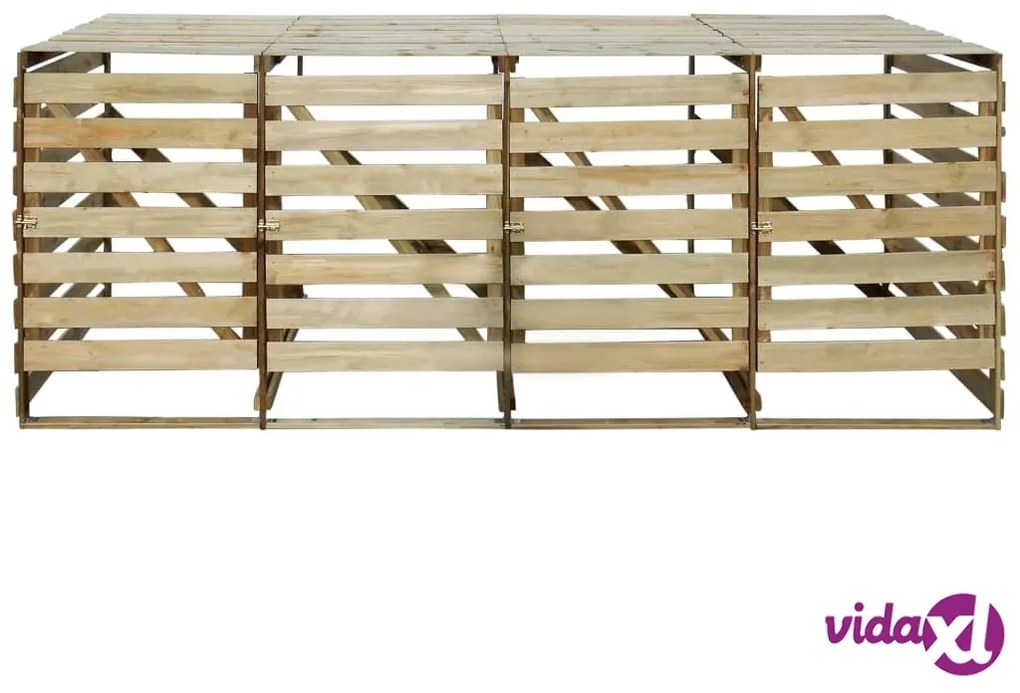 vidaXL Copribidone Quadruplo in Legno di Pino Impregnato 240 L