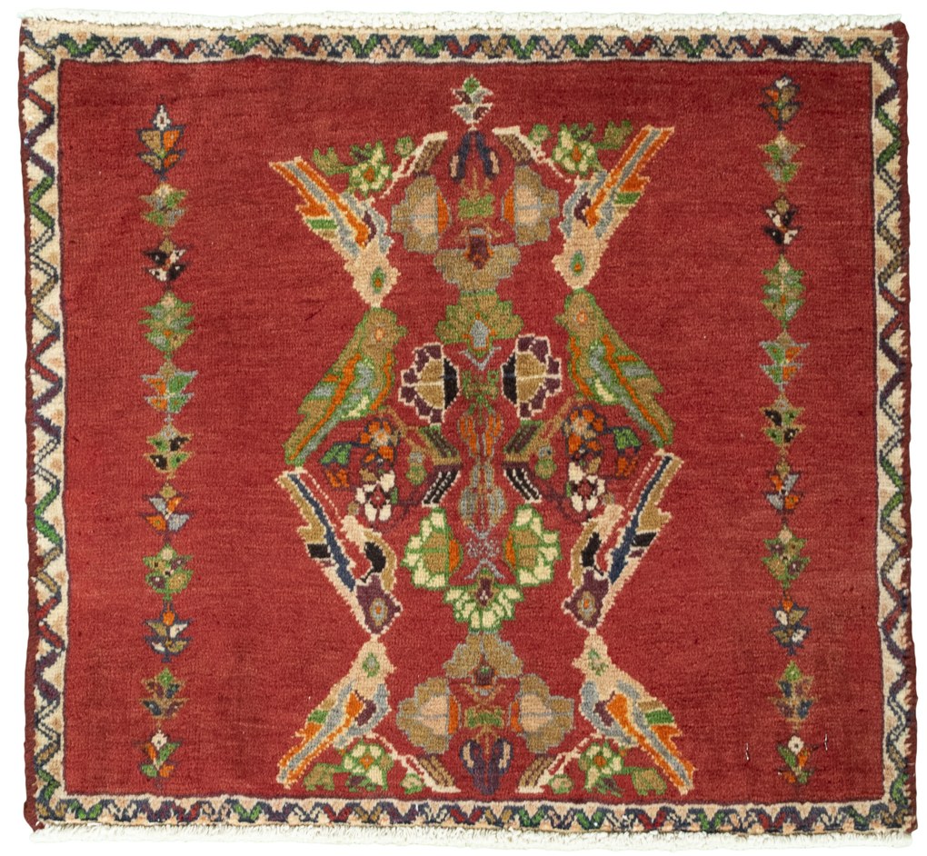 Shiraz Tappeto 60 x 60 Rosso (Iran) Annodato A Mano