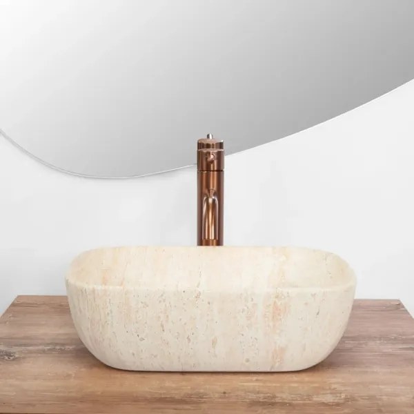 REA-U4700 - Lavabo da appoggio BELINDA 25x36 cm ceramica/beige/effetto pietra