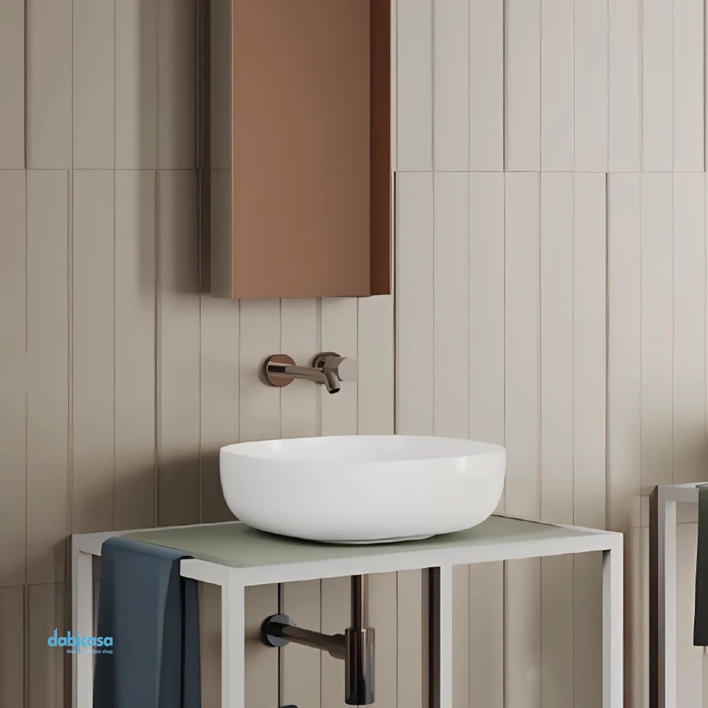 Azzurra Lavabo D'Appoggio "Elegance Zip" Da 60 Cm In Ceramica S/Foro