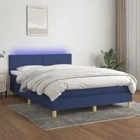 Letto a Molle con Materasso e LED Blu 140x190 cm in Tessuto 3133555