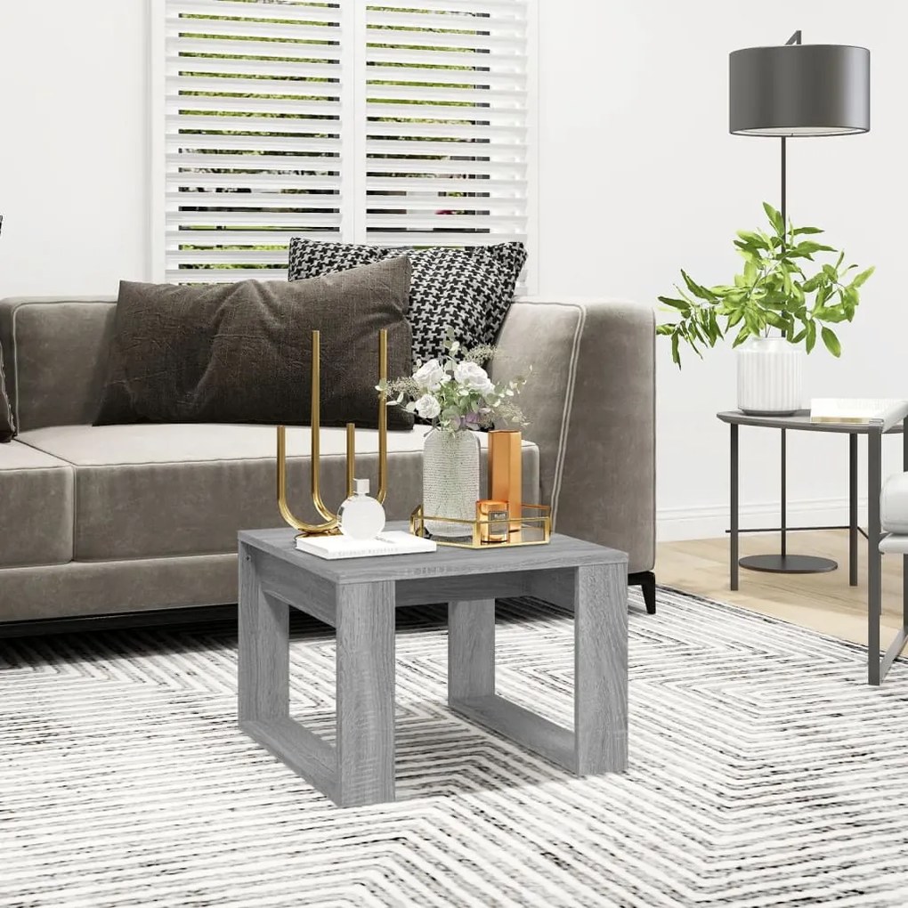Tavolino Grigio Sonoma 50x50x35 Cm İn Legno Multistrato /