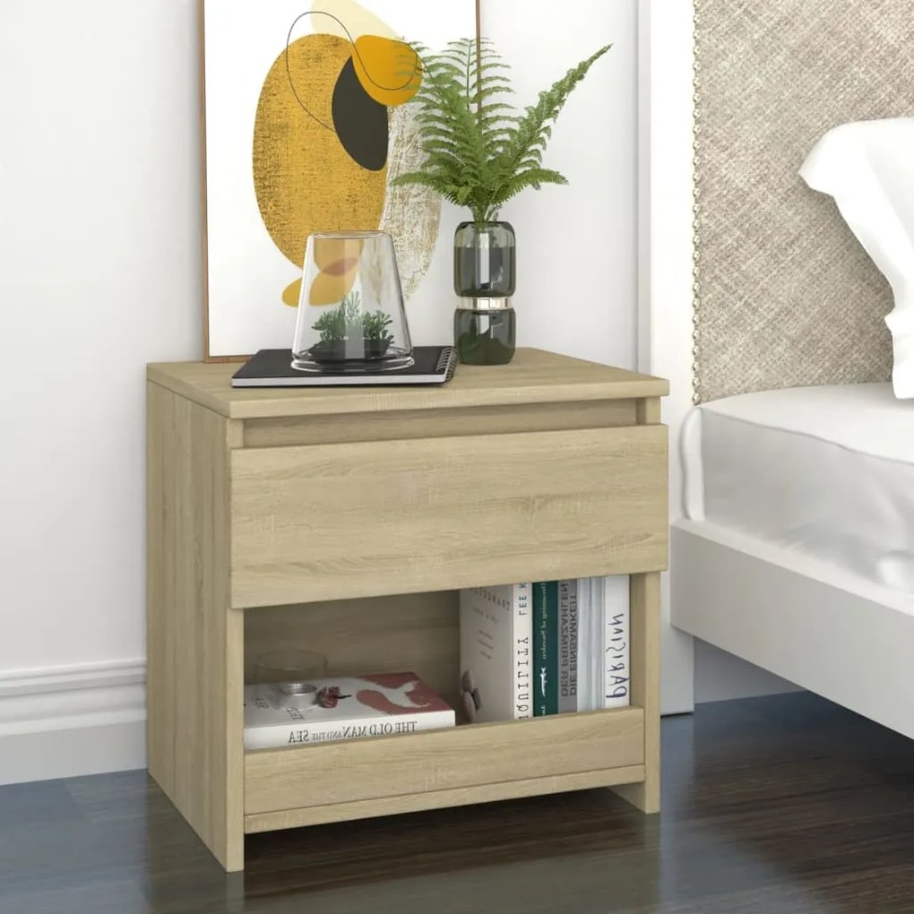 Comodini 2pz Rovere Sonoma 40x30x39 Cm İn Legno Multistrato /