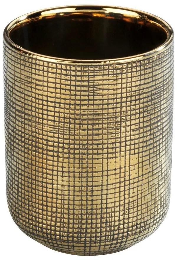 Tazza per spazzolino da denti in ceramica dipinta a mano, color oro Rivara - Wenko