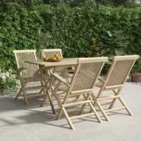 Set da Pranzo per Giardino 5pz Grigio in Legno Massello di Teak 3155043