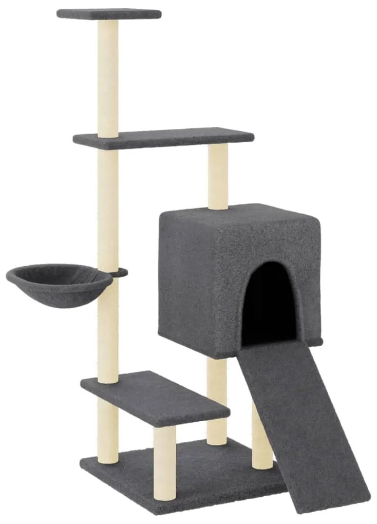 Albero per gatti con tiragraffi in sisal grigio scuro 130,5 cm