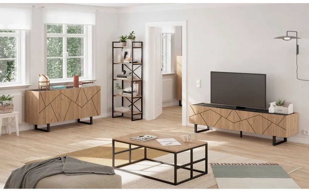 Scaffale in rovere nero/naturale 58x175 cm Dusan - Marckeric