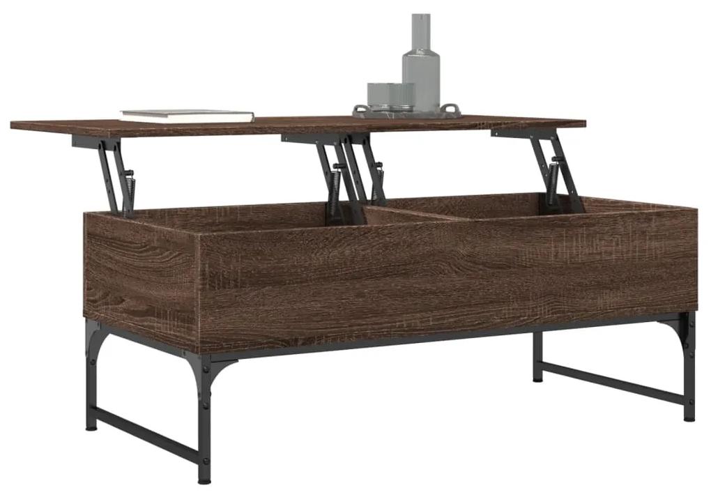 Tavolino Salotto Rovere Marrone 100x50x40cm Multistrato Metallo