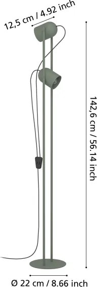 Eglo 44137 - Lampada da terra TILSTON 2xE14/8W/230V verde