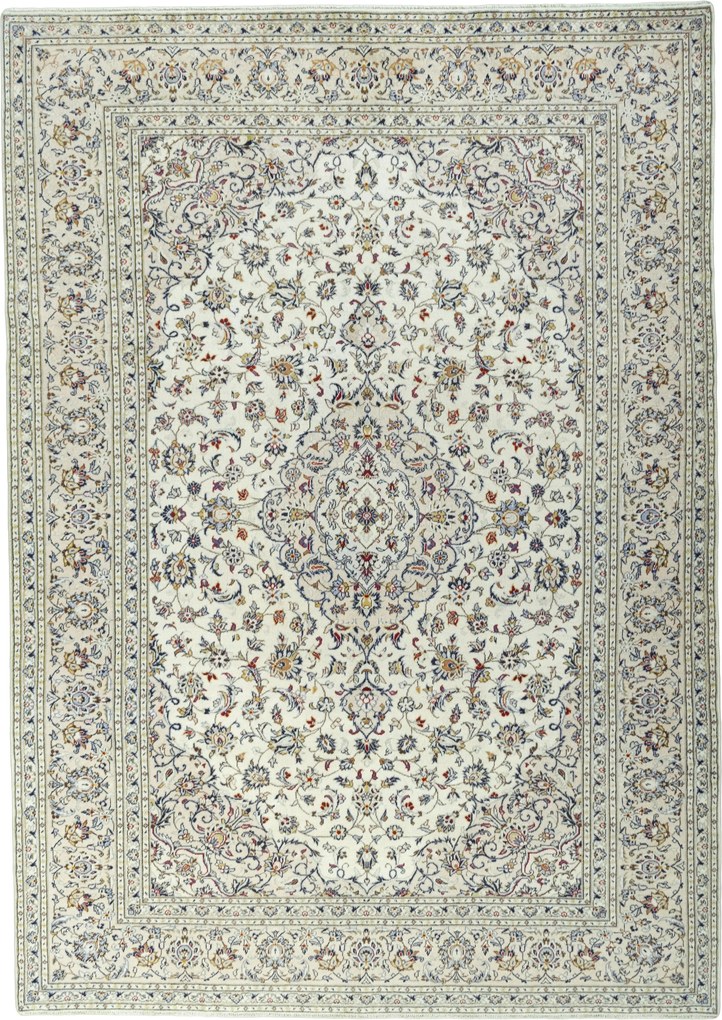 Kashan Tappeto 250x350 Beige (Iran) Annodato A Mano