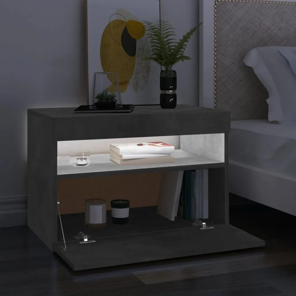 Mobili porta tv con luci led 2 pz grigio cemento 60x35 cm