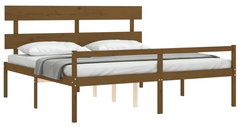 Letto per Anziani con Testiera Miele 200x200 cm Legno Massello