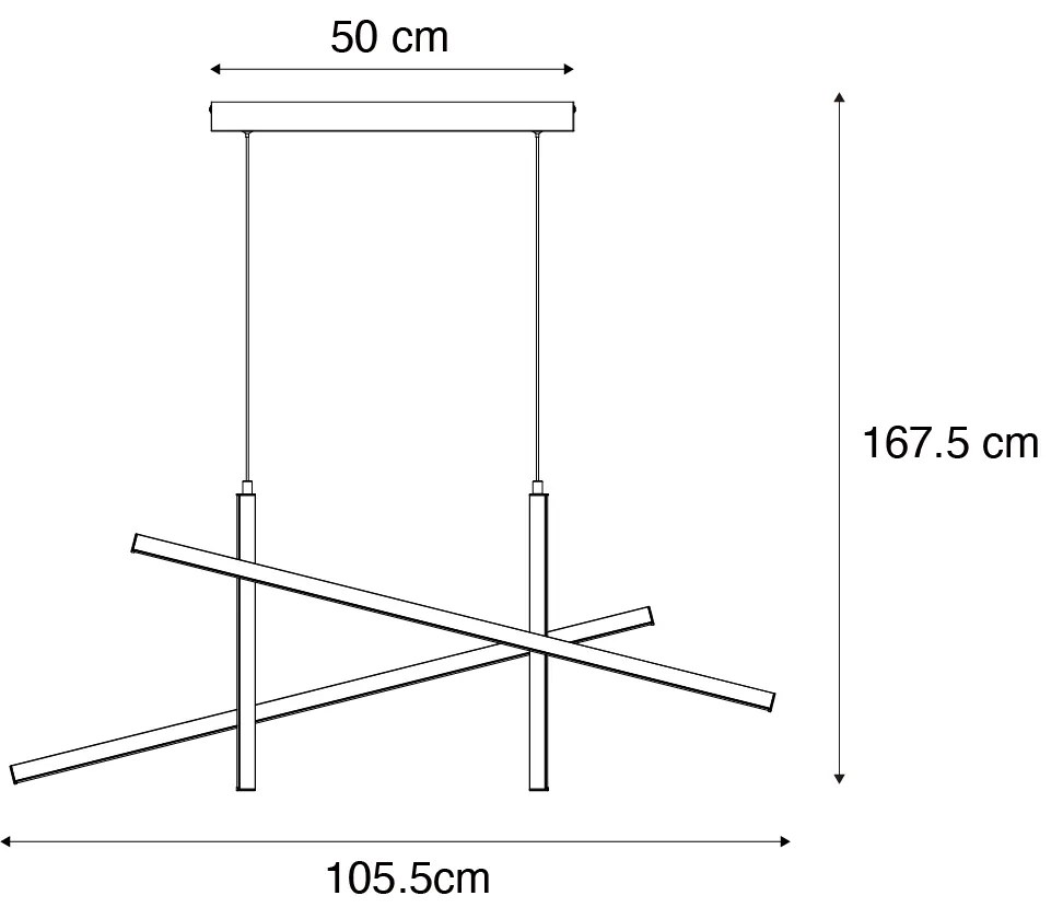 Lampada a sospensione di design X nera con oro con LED dimmerabile a 3 livelli - Joy
