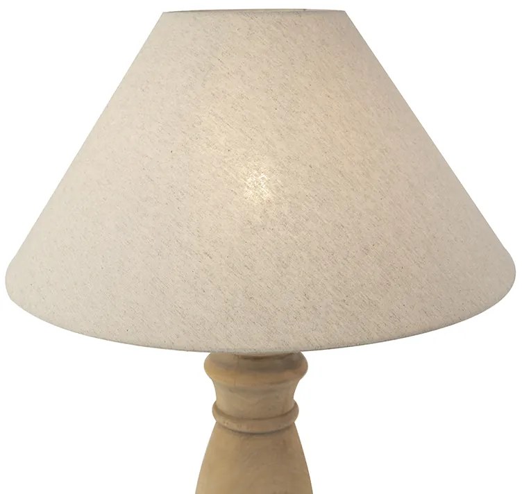 Lampada da tavolo rustica con paralume in lino beige 50 cm - Catnip