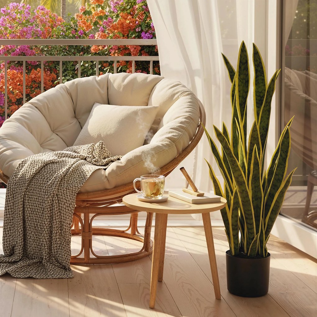 Sanseveria Artificiale in Vaso Ø20x90 cm da Esterno e Interno con 21 Foglie Modellabili...