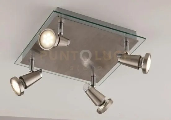 Spot led miami cromo e nickel 4 luci attacco gu10 led 5w 400lm 2700...