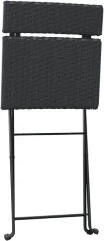 Set Pieghevole da Bistrò 3 pz Nero in Polyrattan