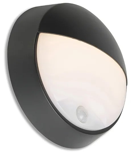 Lampada da parete per esterni nera con LED e sensore di movimento IP54 - Hortus