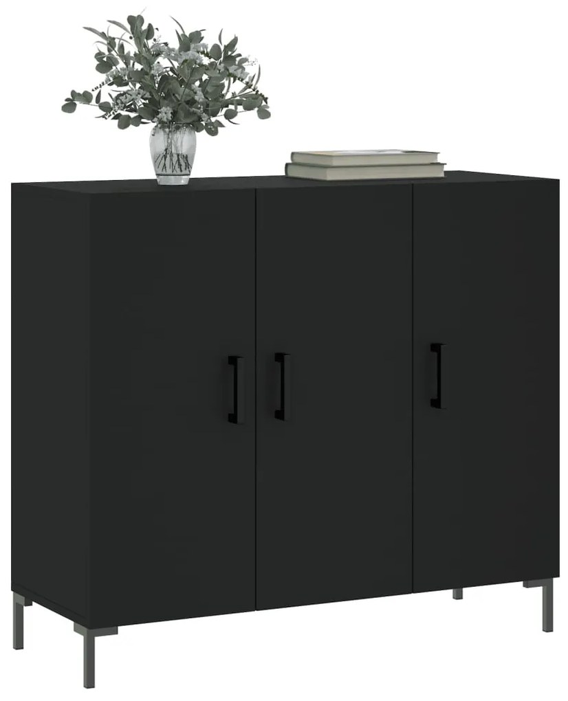 Credenza nera 90x34x80 cm in legno multistrato