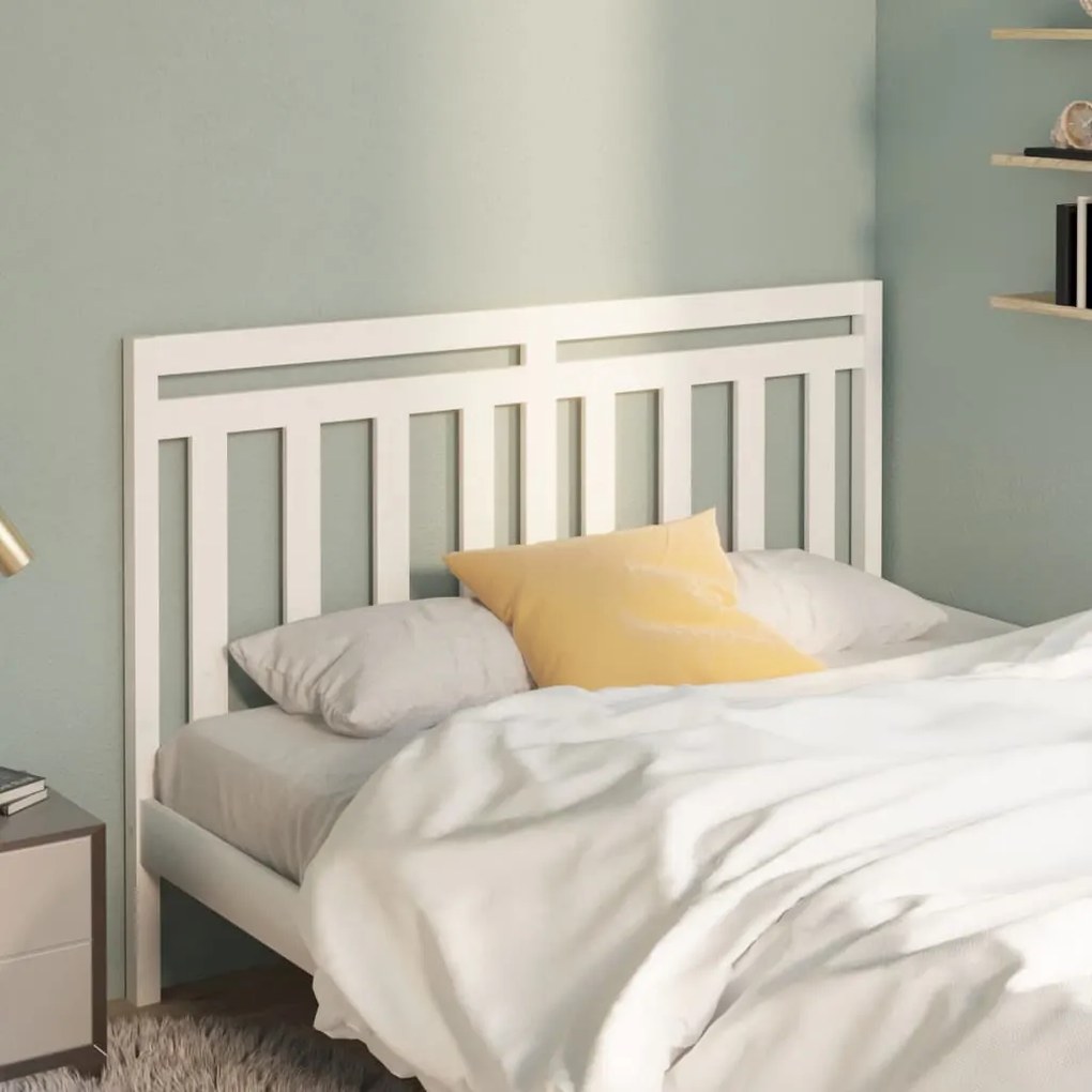 Testiera Per Letto Bianca 156x4x100 Cm Legno Massello Di Pino /