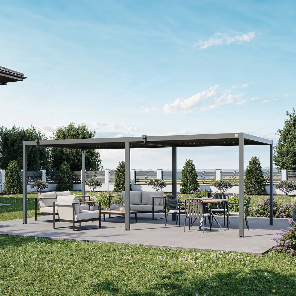 PRIMEYARD Pergola 3x6,5m, tetto lamellare, antracite - (GFPV01110)