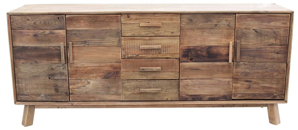 PEZ - madia con 4 ante e 4 cassetti in legno di pino riciclato