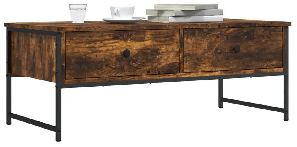 Tavolino Da Salotto Rovere Fumo 101x49x39,5cm Legno Multistrato /
