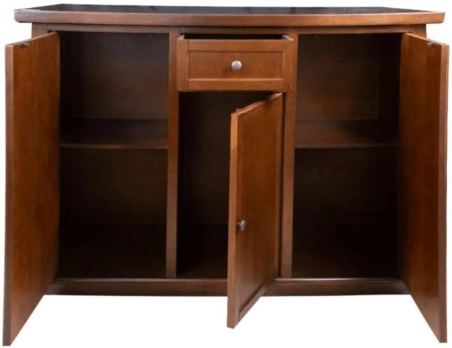 Credenza da 120 cm classica in legno massello noce lucido