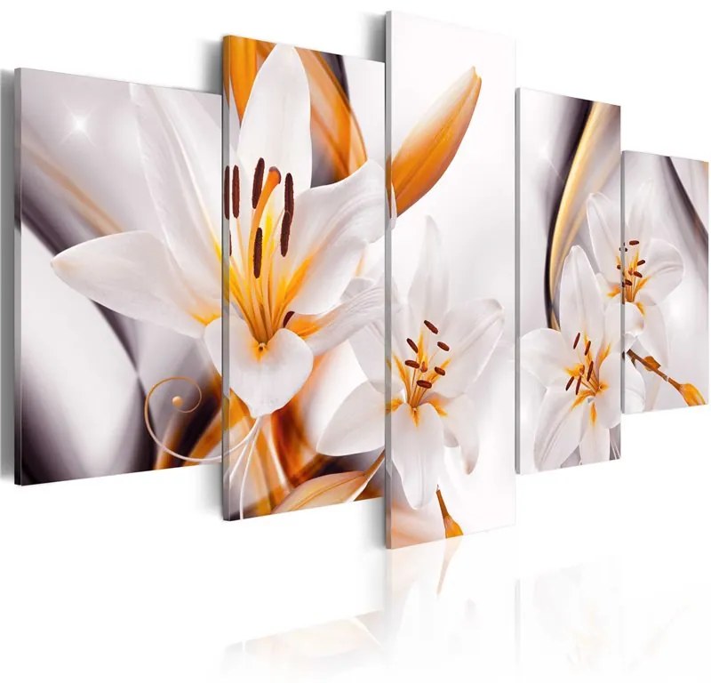 Quadro Lilium regale  Colore Arancione, Dimensioni e Misure 100x50