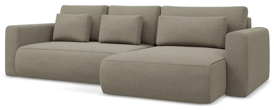 Divano angolare marrone chiaro allungabile/con contenitore (con penisola a destra/con chaise lounge) Kapua – Makamii