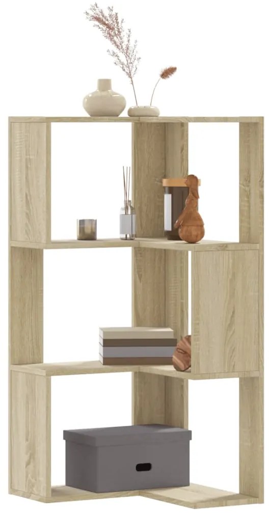 Libreria Angolare 3 Ripiani Rovere Sonoma 50x50x102 Cm Legno /