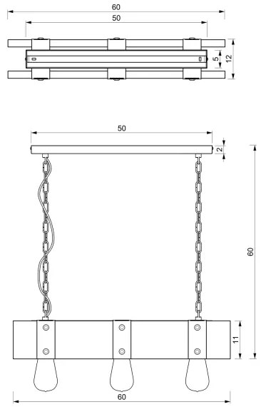 Lampadario a sospensione con catena SODER 3xE27/60W/230V