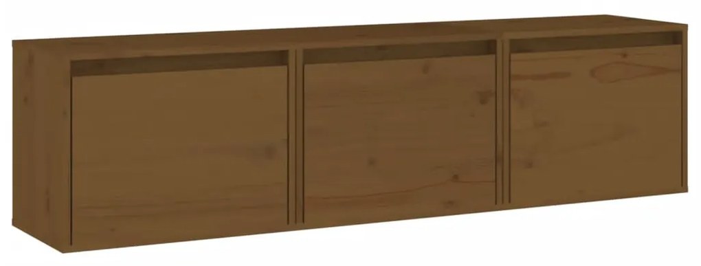 Mobili porta tv 3 pz miele in legno massello di pino