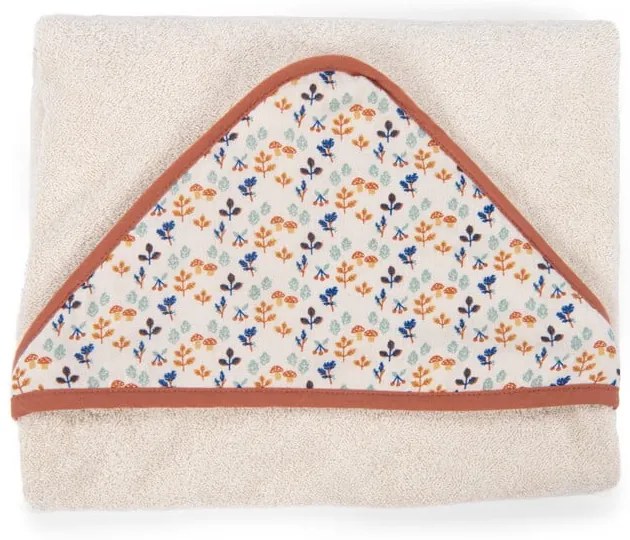 Asciugamano in cotone crema con cappuccio 80x80 cm Pomme des Bois - Moulin Roty