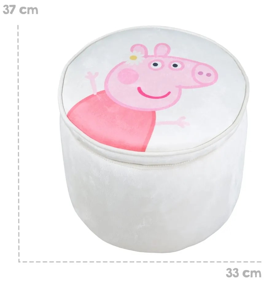 Pouf per bambini in velluto bianco Peppa Pig - Roba