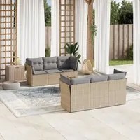 Set Divani da Giardino 7 pz con Cuscini Beige in Polyrattan 3223490