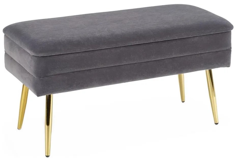 Panca trapuntata con contenitore VELVA 37x78 cm grigio/oro
