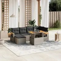 Set Divani da Giardino 7 pz con Cuscini Grigio in Polyrattan 3273622