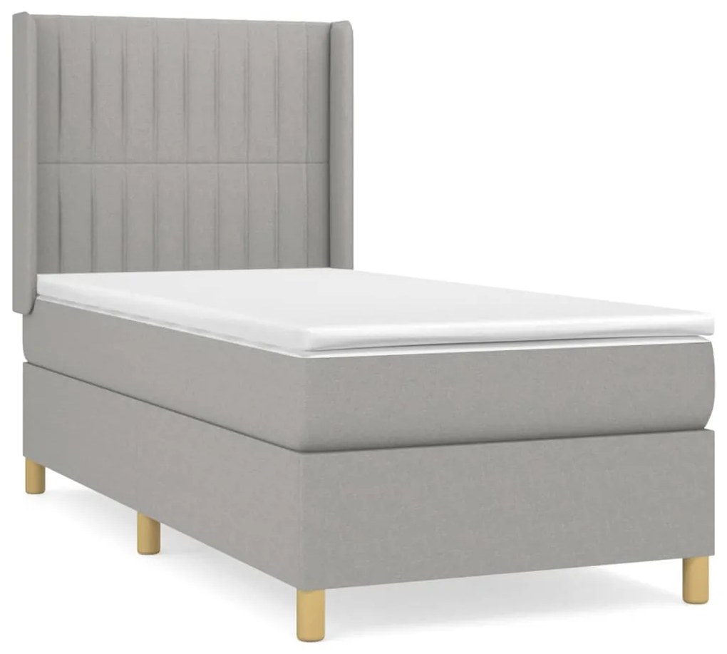 Giroletto a molle con materasso grigio chiaro100x200 cm tessuto