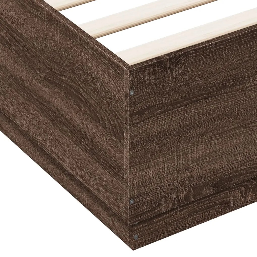 Giroletto Luci LED Rovere Marrone 140x200 cm Legno Multistrato