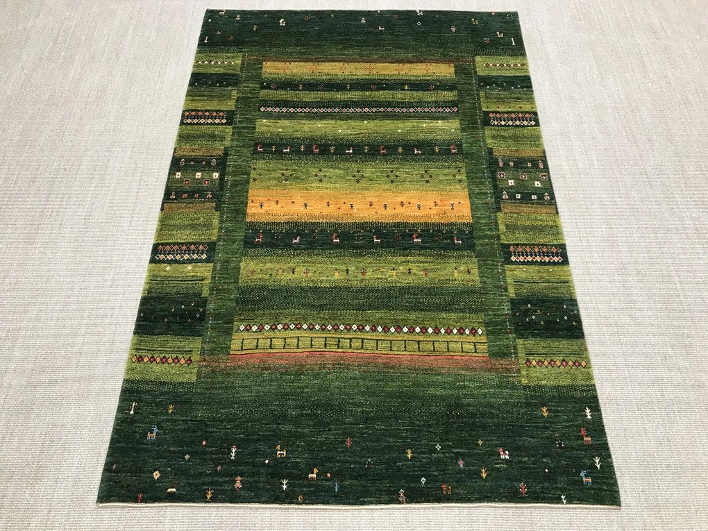 Loribaft Tappeto 160x240 Verde (Iran) Annodato A Mano