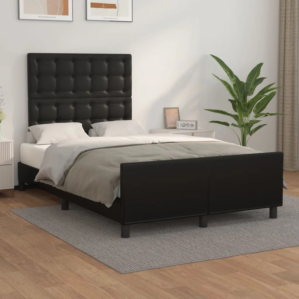 Giroletto con testiera nero 120x190 cm in similpelle