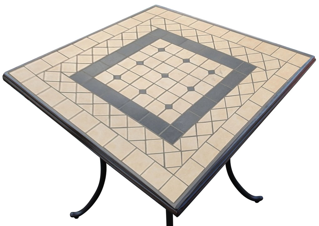 VENTUS - tavolo da giardino in ferro con piano in mosaico 80 x 80